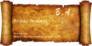 Bródy Armand névjegykártya